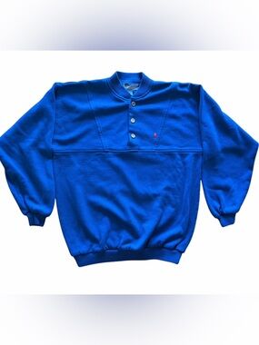 Vintage Ivanhoe Royal Blue Ribbed Knit Acrylic Sweater